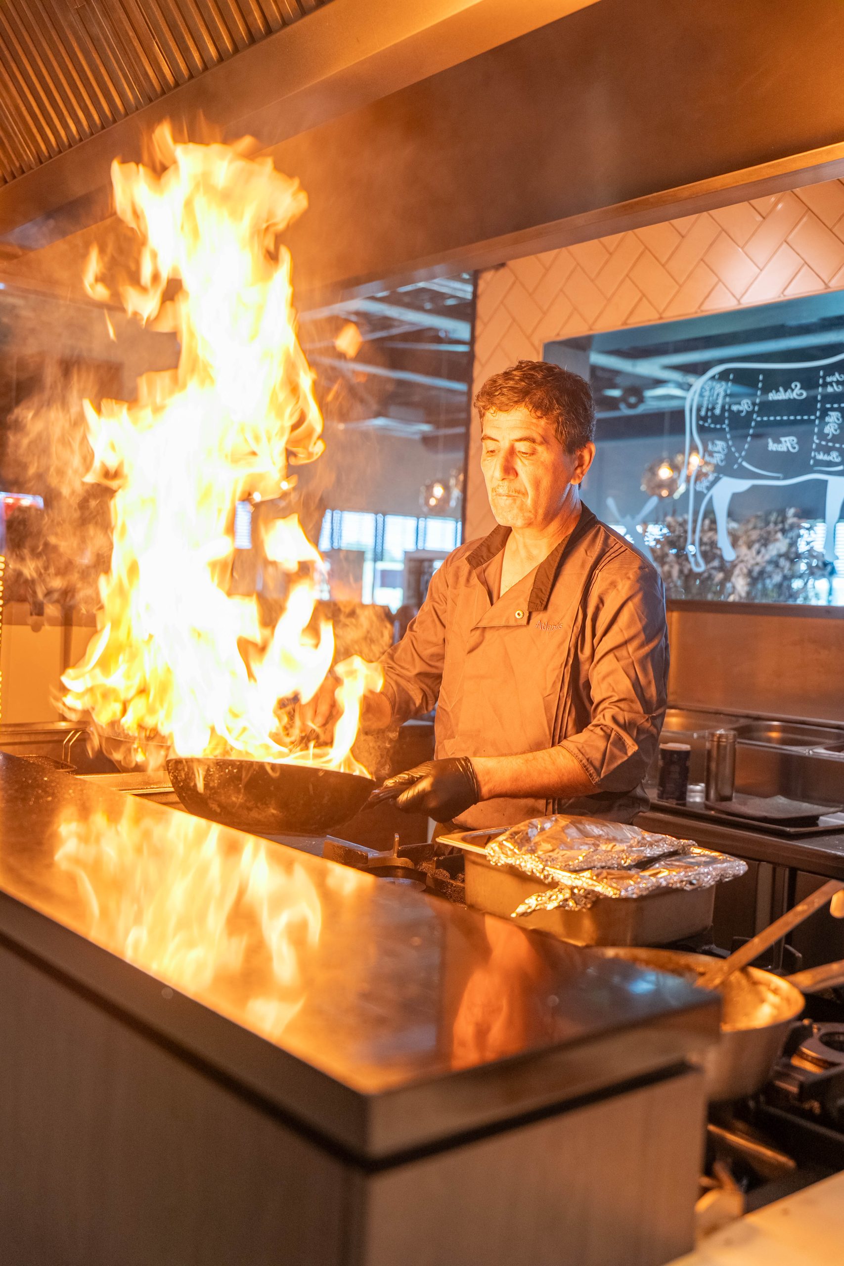 Flamberen op de teppanyaki